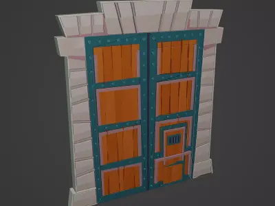 Medieval Door Low-poly 3D model 3