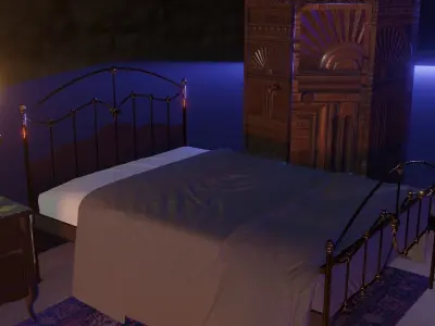 Horror Living Room - bedroom  Low-poly 3D model 3D model