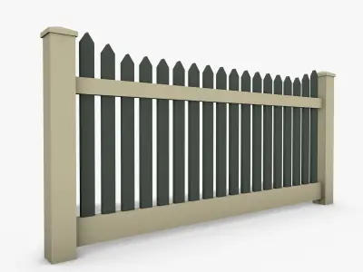 Wooden Fence Low-poly 3D model 6