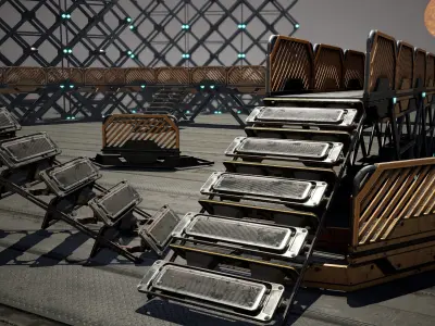 Cyberpunk   Structure Foundation- sci fi  Collection Low-poly 3D model