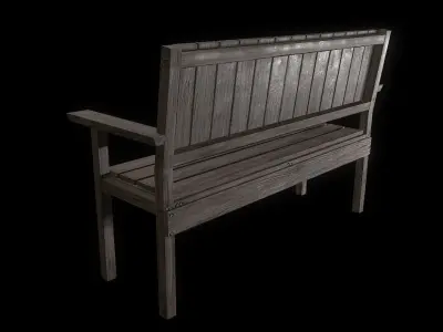 Bench trees low poly 6 texture options and high poly Low-poly 3D model