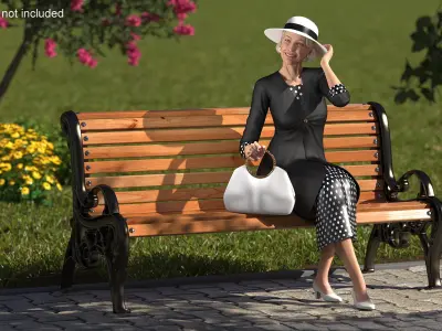  Vintage Fashion Woman with Bag Rigged 