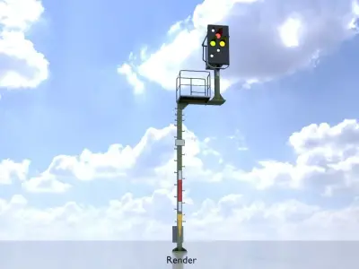 KS-Railway Signal-Post 7000mm Version-4 Low-poly 3D model