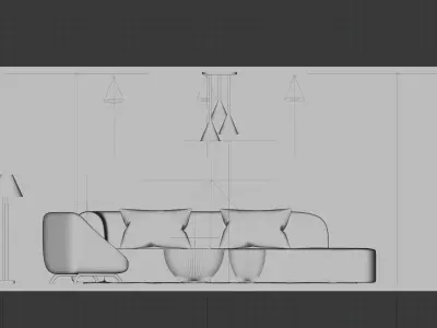 Elegant Modern Living Room 3D model