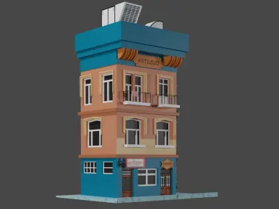 cartoon building 3D model
