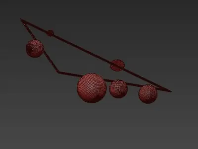Atelier triangle with balls hanging from it 3D model