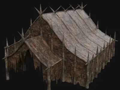 ORC ORCISH BARBARIAN TENT CAMP HOUSES COTTAGES TENTS COLLECTION Low-poly 3D model