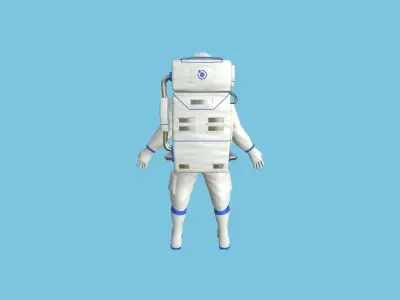 Astronaut Outfit 05 - White Blue - Character Design Fashion Low-poly 3D model