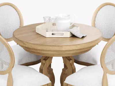 Ethan Allen Aelin Round Dining Table  Chrystiane Side Chair 3D model