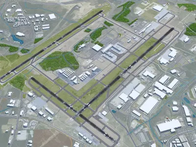 Piedmont Triad International Airport Greensboro 10km Low-poly 3D model