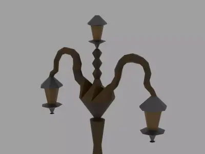 Stylized Low Poly Street Lamp  Game Ready Low-poly 3D model