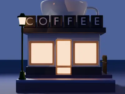 Coffee Shop Free low-poly 3D model buy