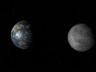 Earth And Moon Planets 3D High Resolution 3D model