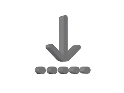 3d arrow down to dotted line Low-poly 3D model