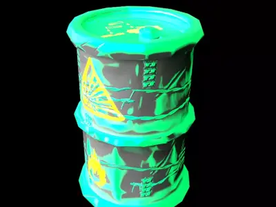Asset radioactive Barrel Low-Poly Low-poly 3D model