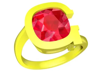 Modern Round Gemstone Ring for Women with Minimalist Setti  4511 3D print model