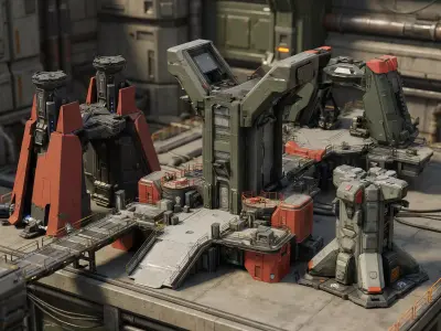 scifi interior details set 2 3D model