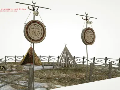 Medieval Shaman Village Design  Set 3D model