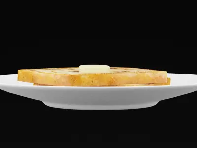 Cinnamon Bread Plate Low-poly 3D model