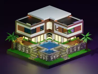 Modern House Model Low-poly 3D model