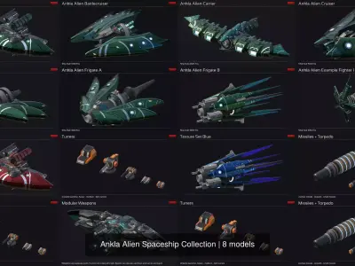 Ankla Alien Spaceship Collection 3D Model Pack