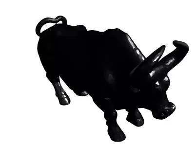 Realistic Silver Charging Bull Statue Low-poly 3D model