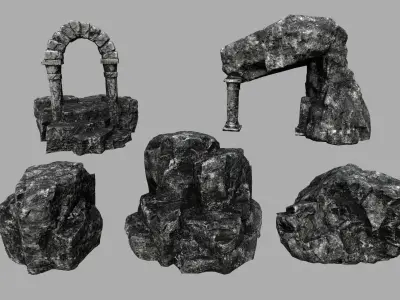 Lava Rock Set Low-poly 3D model