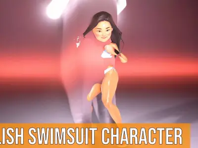 Stylish Swimsuit Character model pack Low-poly 3D model