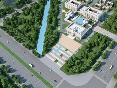 Modern Civic Campus 3D model