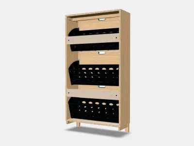 STALL Shoe cabinet with 3 compartments 1 Low-poly 3D model