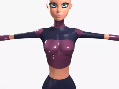 Scifi girl lowpoly character  Low-poly 3D model