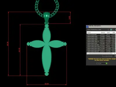 Light Gold 18K Cross Pendant 1CP067 3D print model