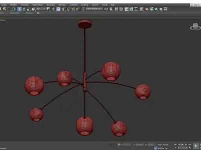 GLASSCHERRY light chandelier with glass globes Low-poly 3D model