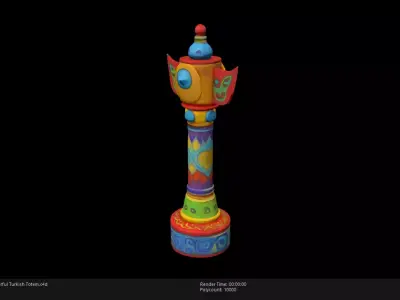 Low Poly Stylized Colorful Turkish Totem Low-poly 3D model