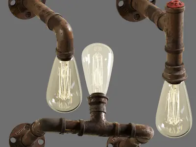 3dasset industrial pipe wall lights 3D model