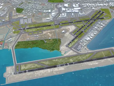 Honolulu Daniel K Inouye International Airport 10km Low-poly 3D model