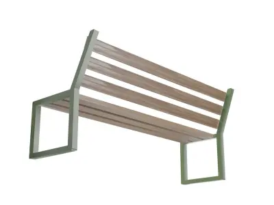 Outdoor Street Wood Bank Free low-poly 3D model