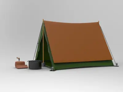 Camp Scene Low-poly 3D model