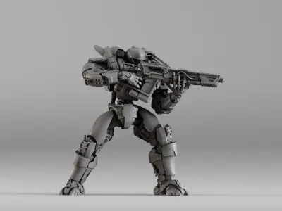 S00109 Heavy Armored Mech Warrior 3dp 3D print model