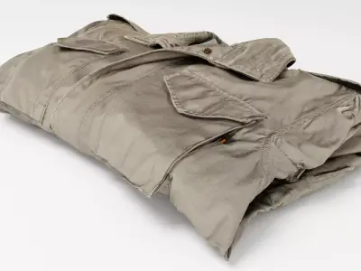 Olive Green military folded uniform field coat jacket  3D model