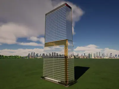 Office tower 3D Model 43 floors Low-poly 3D model