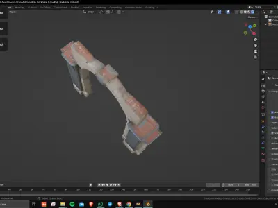 PBR Modular Fence Brick Gate Low-poly 3D model Low-poly 3D model