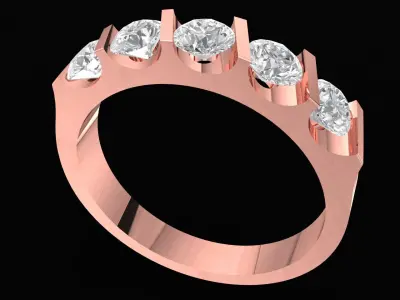 Luxury Round Diamond Half Eternity Ring 49 3D print model