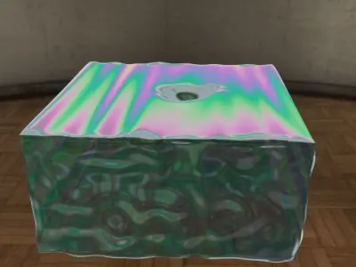 Octane C4D Iridescent Glass Textured Liquid Dynamic Cube Free 3D model