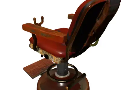 Vintage Rusty Barber Chair Low-poly 3D model