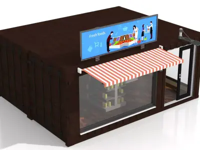 Container Grocery Shop 3D model