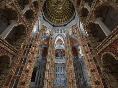 Byzantine Cathedral - Exterior and Interior 3D model