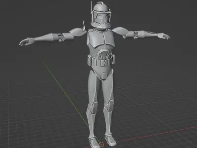 Phase 1 Animated 6 Inch Clone Commander Cody Helmet and Shoulder 3D print model