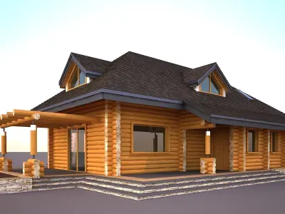 Wood house model 3d dom56 3D model 3D model 3D model