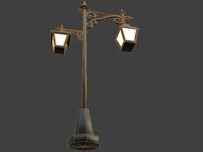 Cartoon Lamp Post Low-poly 3D model